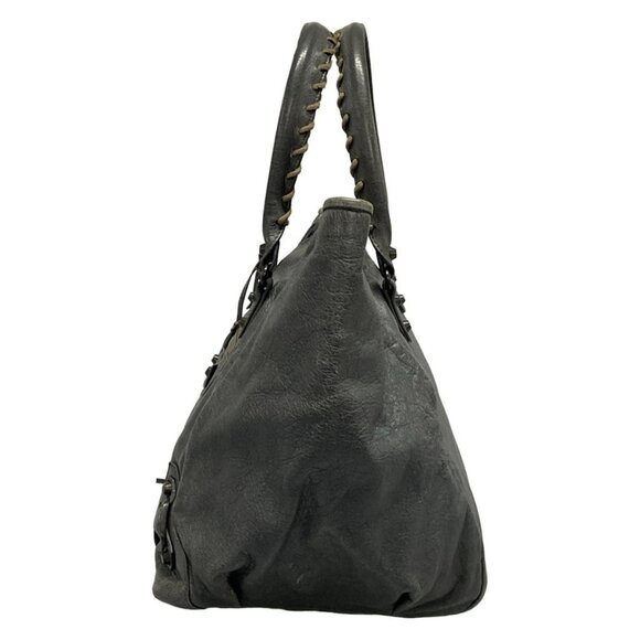 Auth BALENCIAGA The Sunday Small Tote 228750 Dark Gray Leather Tote Bag - Picture 5 of 16